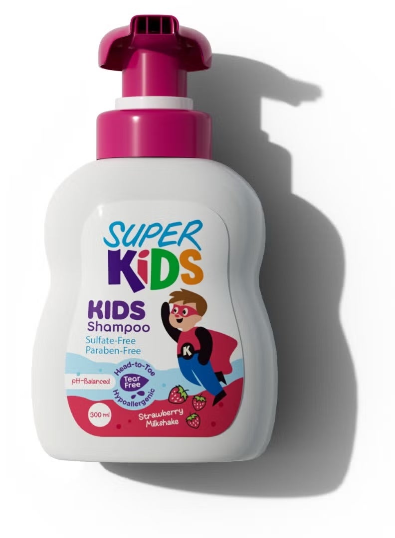 سوبر كيدز شامبو للأطفال برائحة الميلك شيك بالفراولة - 300مل - Image 1